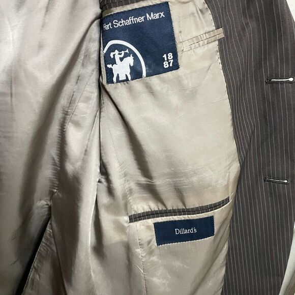 Hart Schaffner Marx Gold Trumpeter Blazer 40R Loro Piana Brown Pinstripe Jacket - Picture 6 of 8